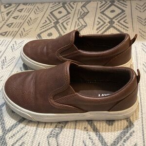 Old Navy Boys Brown Faux Leather Shoes Size 13 White Sole